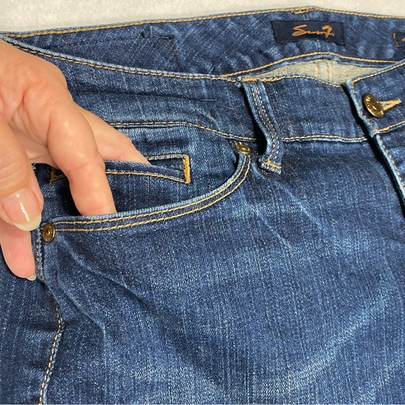 Seven7 Dark Wash Distressed Hemmed 5 Pocket Jeans Size 10 #1039 - Picture 7 of 12